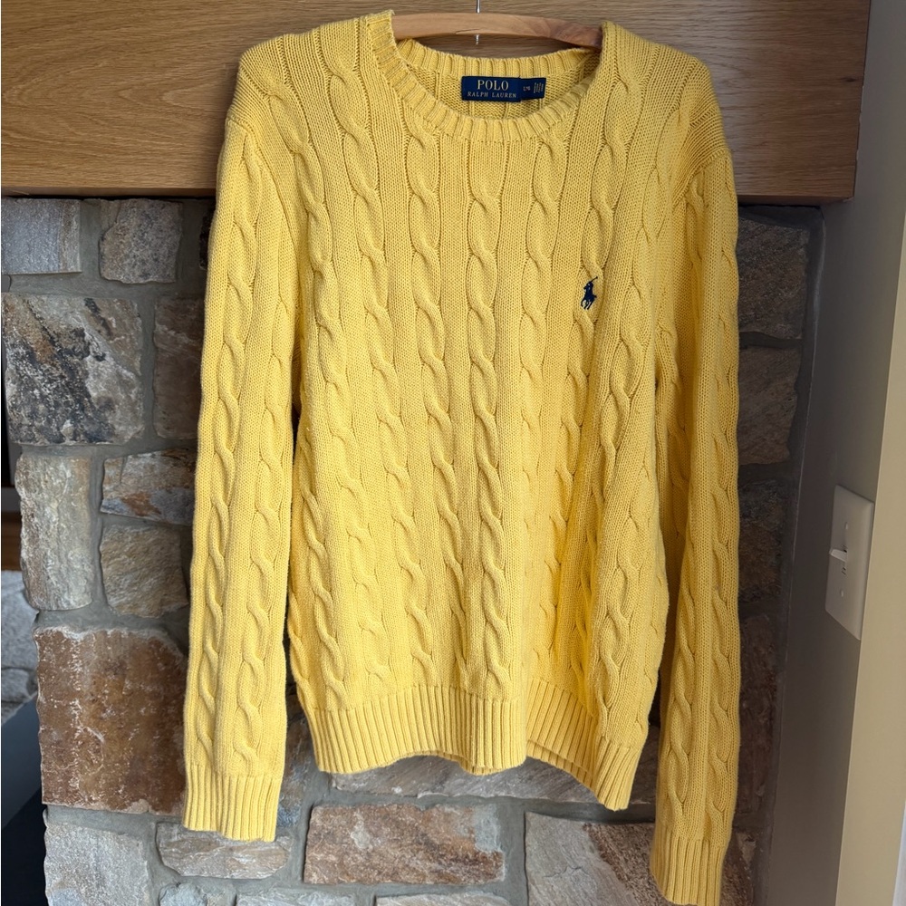 Polo Ralph Lauren Men's Yellow Cable-Knit Sweater Size L